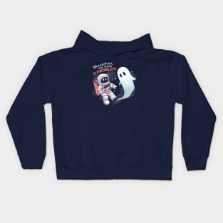 Spooky Encounter: Astronaut vs. Sheet Ghost Halloween in Space Kids Hoodie